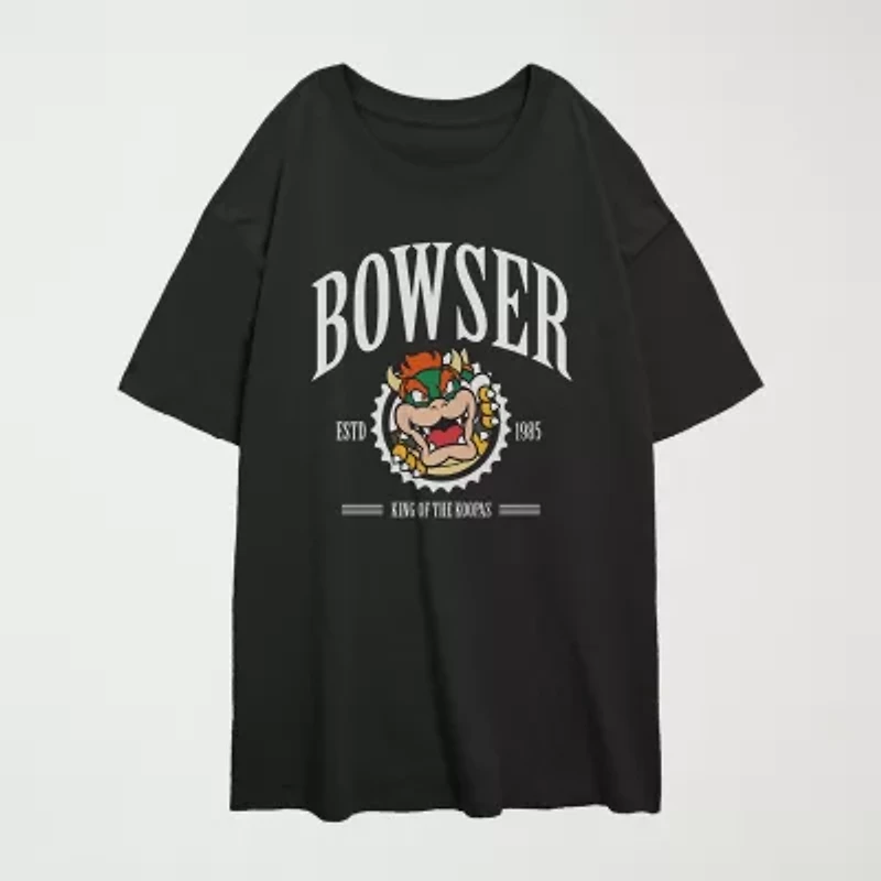 Juniors Nintendo Bowser Tee Womens Crew Neck Short Sleeve Nintendo Graphic T-Shirt