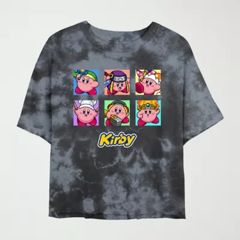Nintendo Kirby Cropped Tee Womens Crew Neck Short Sleeve Juniors Graphic T-Shirt