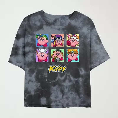 Juniors Nintendo Kirby Cropped Tee Womens Crew Neck Short Sleeve Graphic T-Shirt