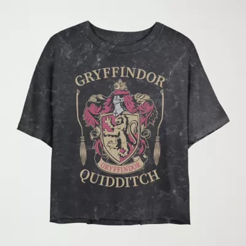 Juniors Harry Potter Gryffindor Quidditch Cropped Tee Womens Crew Neck Short Sleeve Harry Potter Graphic T-Shirt