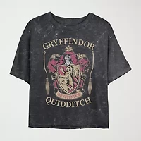 Juniors Harry Potter Gryffindor Quidditch Cropped Tee Womens Crew Neck Short Sleeve Harry Potter Graphic T-Shirt