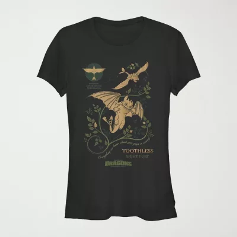 How To Train Your Dragon Tee Womens Juniors Crew Neck Short Sleeve Graphic T-Shirt