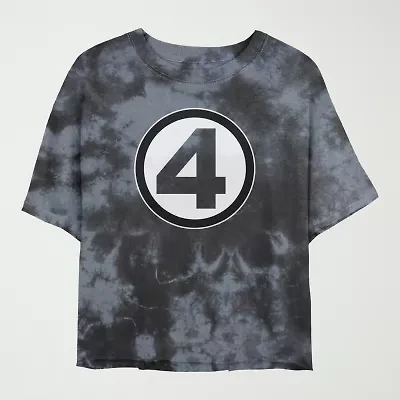 Fantastic 4 Cropped Tee Womens Crew Neck Short Sleeve Juniors Graphic T-Shirt