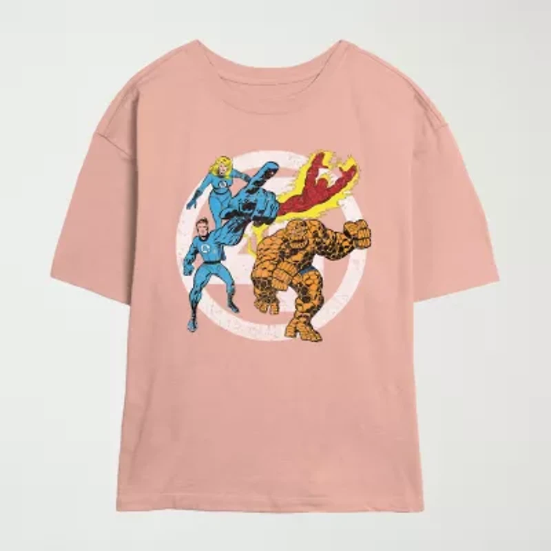 Fantastic Four Team Tee Womens Crew Neck Short Sleeve Juniors Graphic T-Shirt
