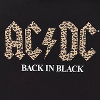 Acdc Cheetah Back To Black Oversized Tee Womens Crew Neck Short Sleeve Juniors Graphic T-Shirt