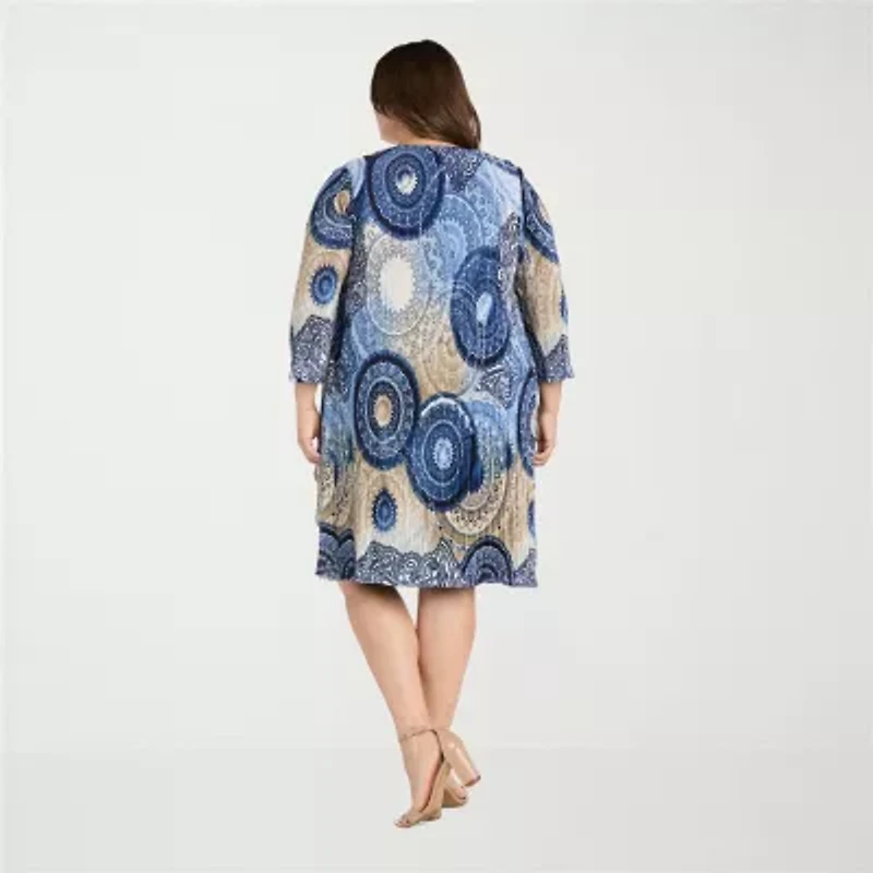 R & M Richards Womens Jacket Dress With Removable Necklace Plus