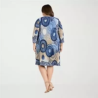 R & M Richards Womens Jacket Dress With Removable Necklace Plus