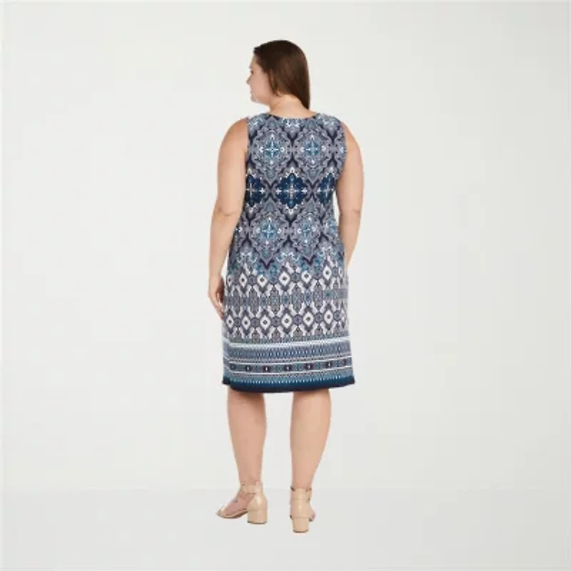 R & M Richards Womens Jacket Dress With Removable Necklace Plus