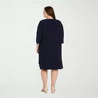 R & M Richards Womens Jacket Dress With Removable Necklace Plus