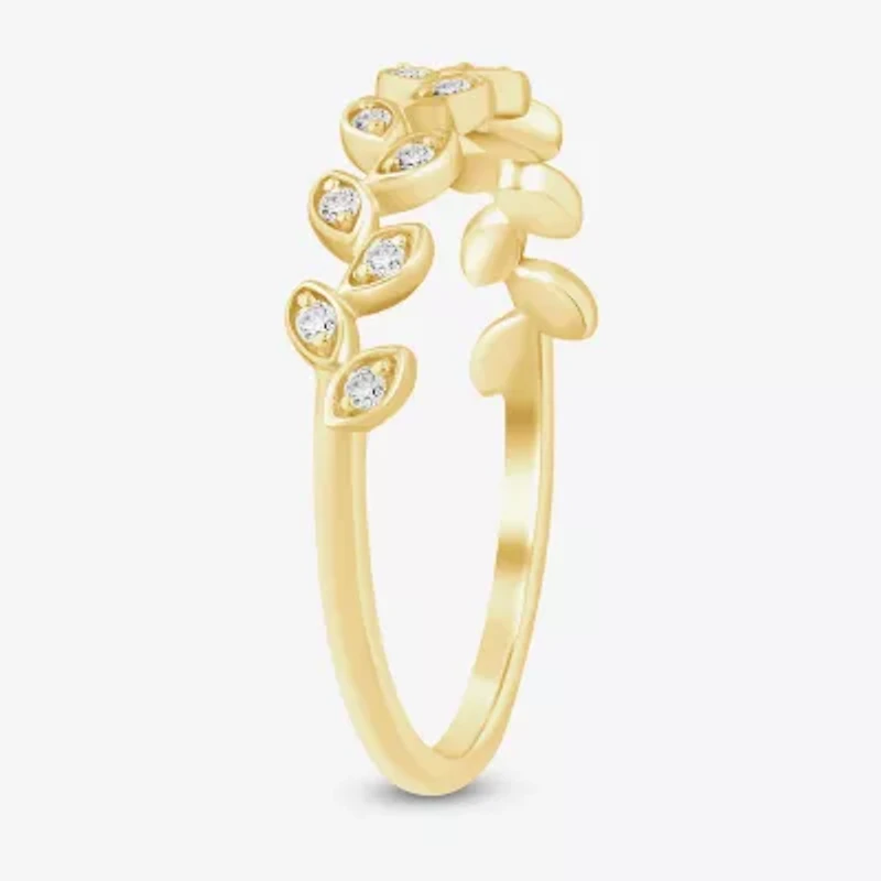 (I / Si2) Womens Diamond Accent Lab Grown White 10K Gold Band