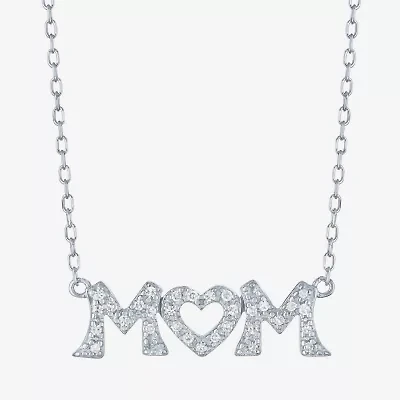 Mom (G-H / Si2-I1) Womens 1/10 CT. T.W. Lab Grown White Diamond Sterling Silver Heart 16 Inch Pendant Necklace