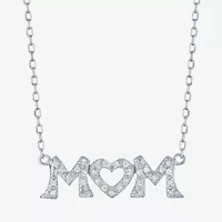 Mom (G-H / Si2-I1) Womens 1/10 CT. T.W. Lab Grown White Diamond Sterling Silver Heart 16 Inch Pendant Necklace