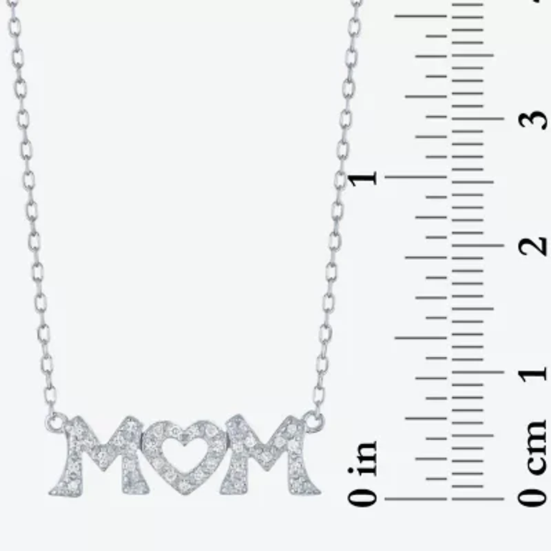 Mom (G-H / Si2-I1) Womens 1/10 CT. T.W. Lab Grown White Diamond Sterling Silver Heart 16 Inch Pendant Necklace