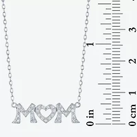 Mom (G-H / Si2-I1) Womens 1/10 CT. T.W. Lab Grown White Diamond Sterling Silver Heart 16 Inch Pendant Necklace