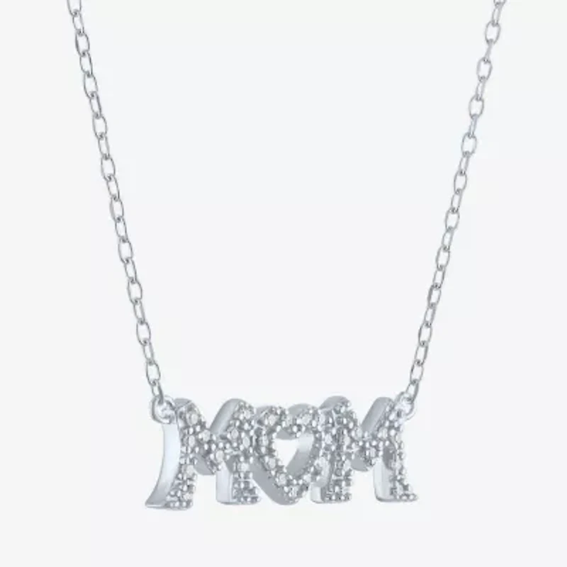 Mom (G-H / Si2-I1) Womens 1/10 CT. T.W. Lab Grown White Diamond Sterling Silver Heart 16 Inch Pendant Necklace