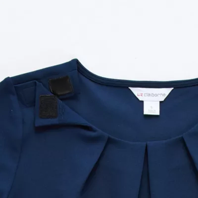 Liz Claiborne Texture Tee Womens Easy-on + Easy-off Round Neck Short Sleeve Adaptive Blouse