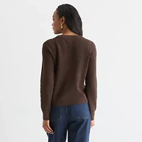 Liz Claiborne Womens Crew Neck Long Sleeve Pullover Sweater