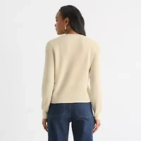 Liz Claiborne Womens Crew Neck Long Sleeve Pullover Sweater