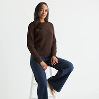 Liz Claiborne Womens Crew Neck Long Sleeve Pullover Sweater