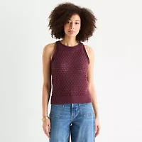 a.n.a Crochet Womens Crew Neck Sleeveless Pullover Sweater