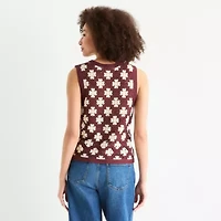 a.n.a Crochet Womens Crew Neck Sleeveless Pullover Sweater