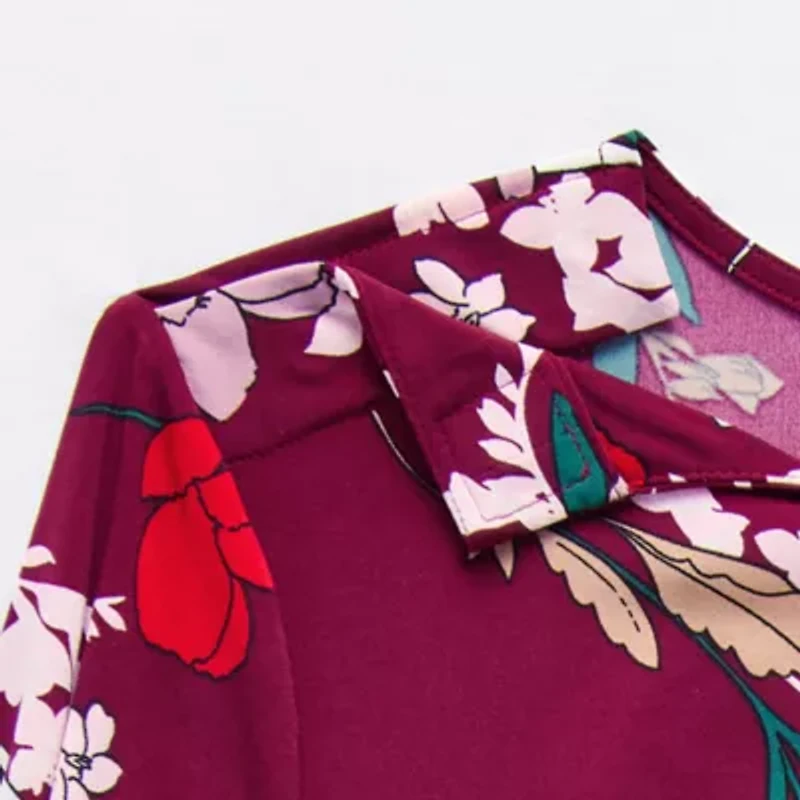 Liz Claiborne Womens Easy-on + Easy-off Round Neck 3/4 Sleeve Adaptive Plus Blouse