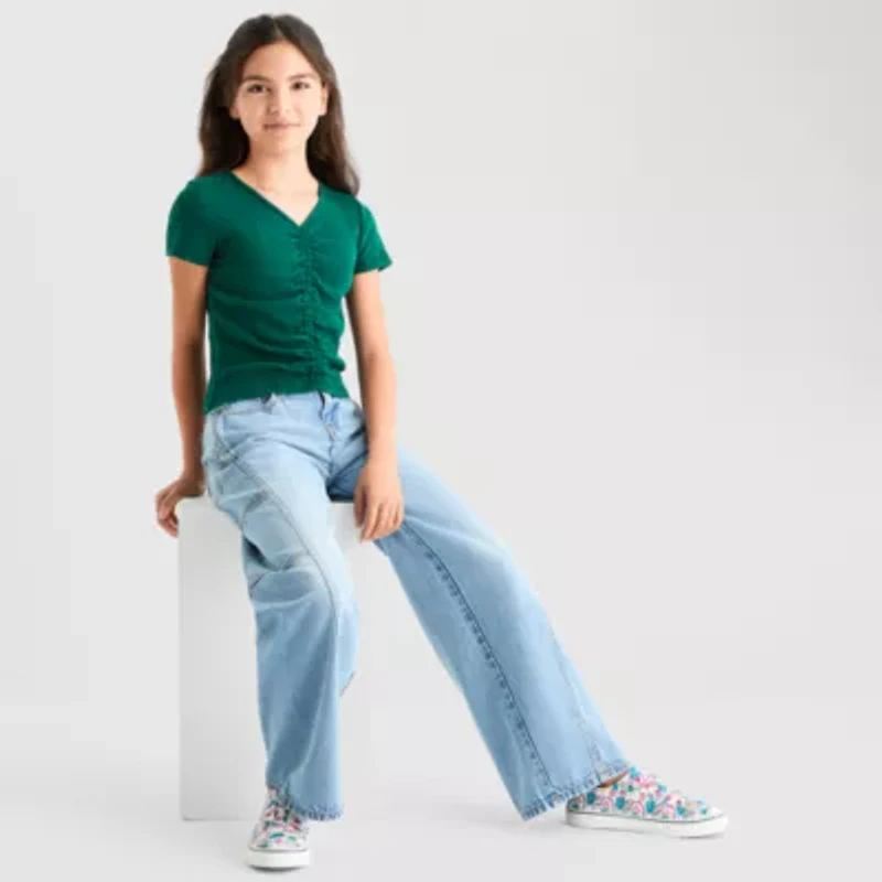 Thereabouts Little & Big Kid Girls V Neck Short Sleeve T-Shirt