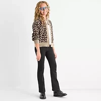 Thereabouts Little & Big Kid Girls Round Neck Long Sleeve Striped Cardigan