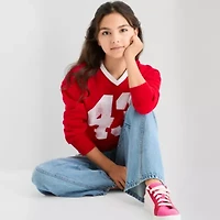 Thereabouts Little & Big Kid Girls V Neck Fleece Long Sleeve Sweatshirt