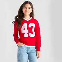 Thereabouts Little & Big Kid Girls V Neck Fleece Long Sleeve Sweatshirt