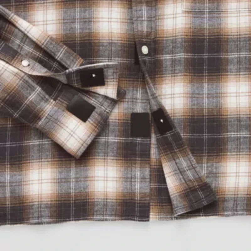 Arizona Mens Easy-on + Easy-off Long Sleeve Classic Fit Flannel Shirt