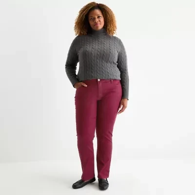 St. John's Bay Womens Plus Mid Rise Straight Leg Jean