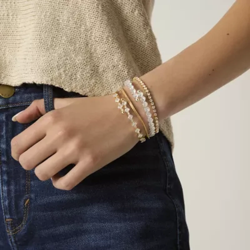 Sparkle Allure Tennis Womens Cubic Zirconia 14K Gold Over Brass Wrap Bracelet