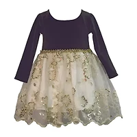 Bonnie Jean Baby Girls Long Sleeve Velvet A-Line Dress