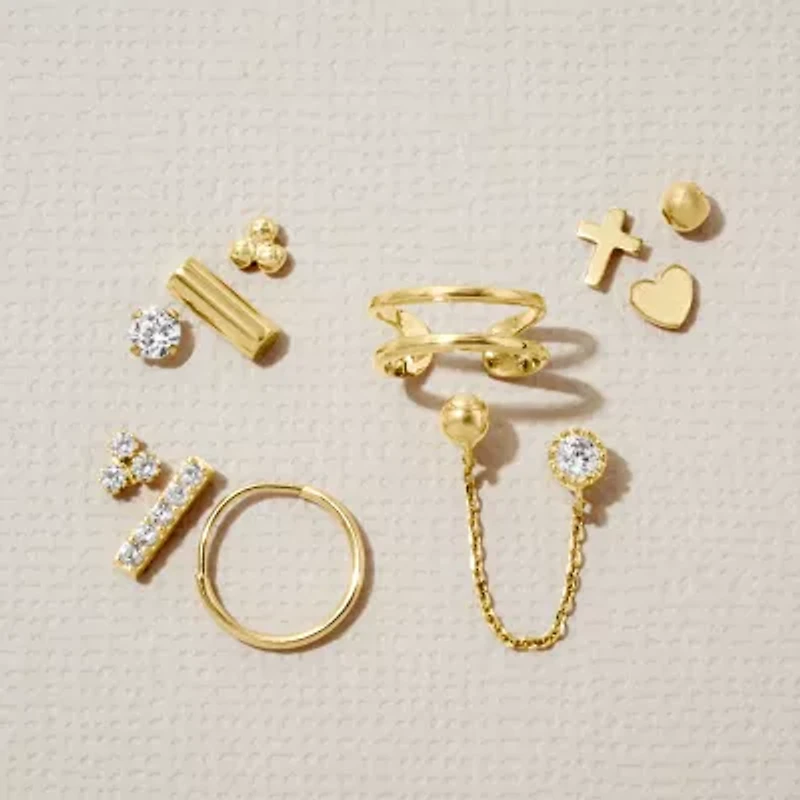 Gold Addiction Womens Cubic Zirconia 10K Gold 3 Pair Earring Set