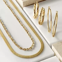 Womens 14K Gold 28mm Round Hoop Earrings