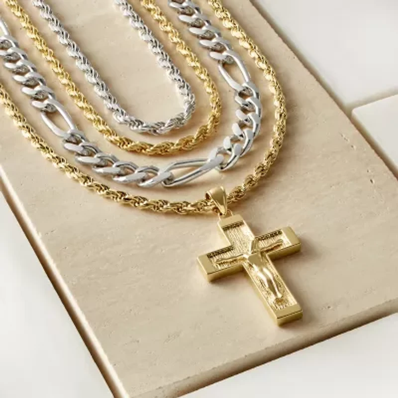 18K Gold Over Silver Crucifix Pendant Necklace