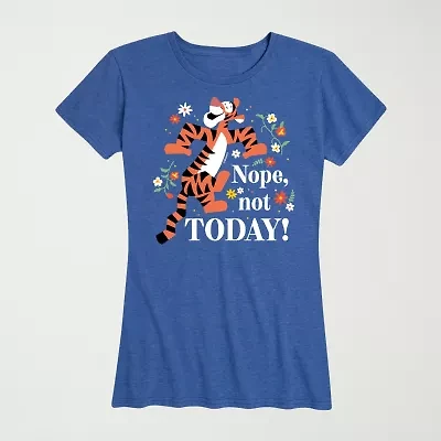 Tigger Nope Not Today Womens Plus Crew Neck Short Sleeve Regular Fit Graphic T-Shirt