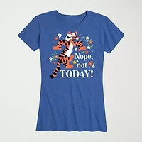 Tigger Nope Not Today Womens Plus Crew Neck Short Sleeve Regular Fit Graphic T-Shirt