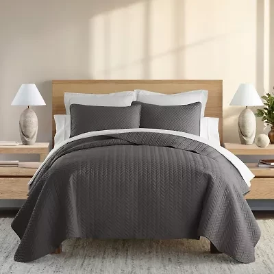 Casual Comfort Premium Ultra Soft Herringbone Pattern Quilted Coverlet Set