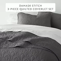 Casual Comfort Premium Ultra Soft Damask Pattern Quilted Coverlet Set