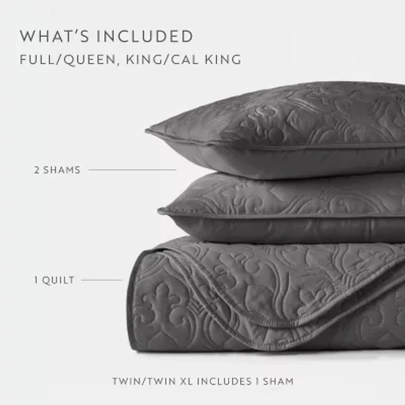 Casual Comfort Premium Ultra Soft Damask Pattern Quilted Coverlet Set
