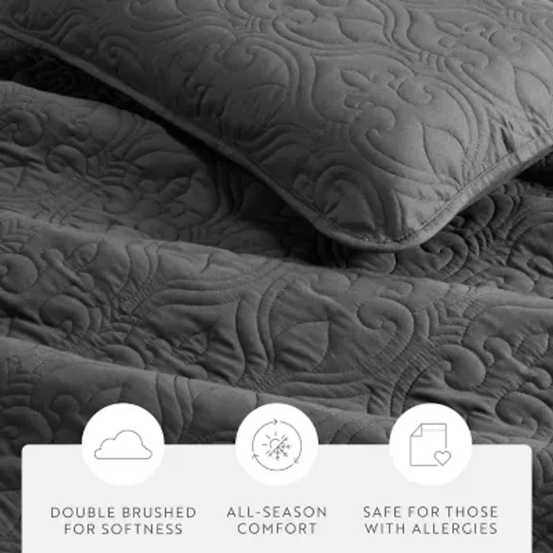 Casual Comfort Premium Ultra Soft Damask Pattern Quilted Coverlet Set