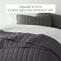 Casual Comfort Premium Ultra Soft Square Pattern Quilted Coverlet Set