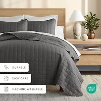 Casual Comfort Premium Ultra Soft Square Pattern Quilted Coverlet Set