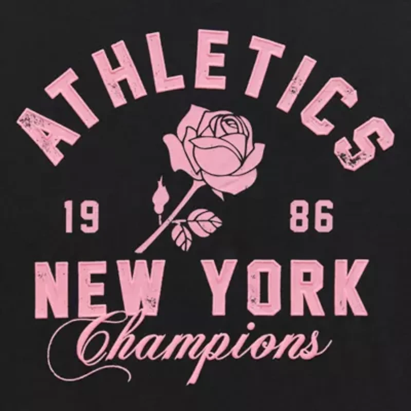 New World York Athletics Boyfriend Tee Womens Juniors Crew Neck Short Sleeve Loose Fit Graphic T-Shirt