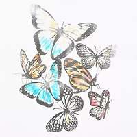New World Butterfly Tee Womens Juniors Crew Neck Short Sleeve Oversized Graphic T-Shirt