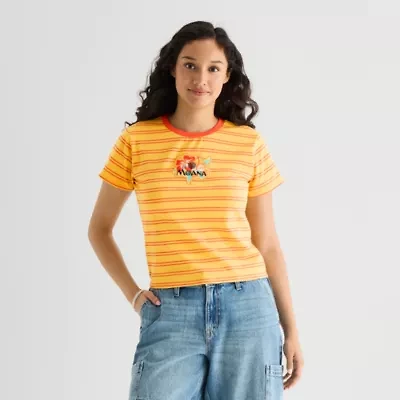 Moana Baby Tee Womens Juniors Crew Neck Short Sleeve Fitted Graphic T-Shirt