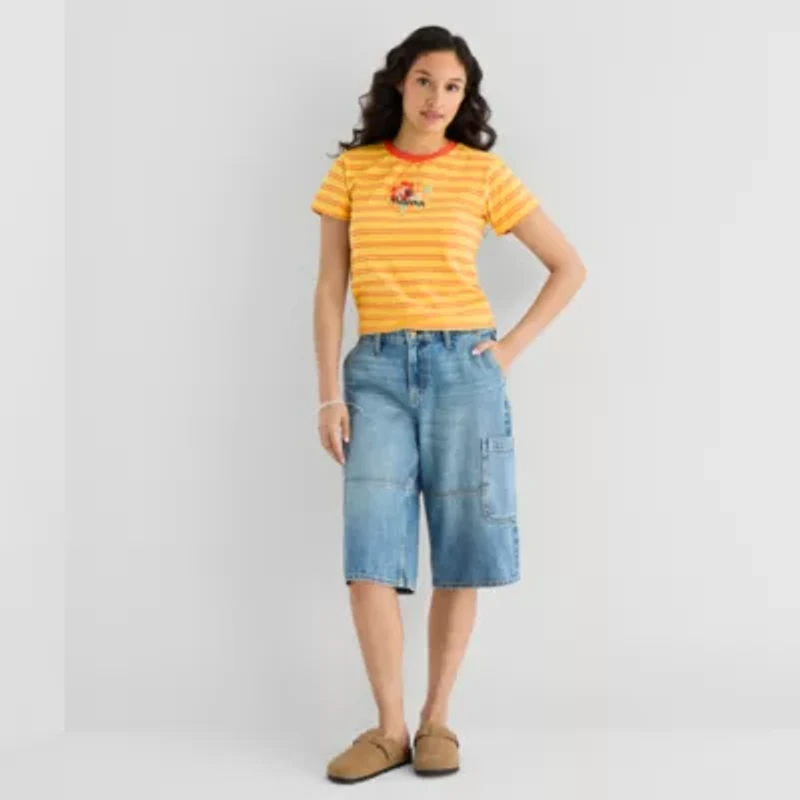 Moana Baby Tee Womens Juniors Crew Neck Short Sleeve Fitted Graphic T-Shirt