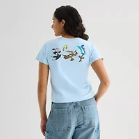 Looney Toons Baby Tee Womens Juniors Crew Neck Short Sleeve Fitted Tunes Graphic T-Shirt
